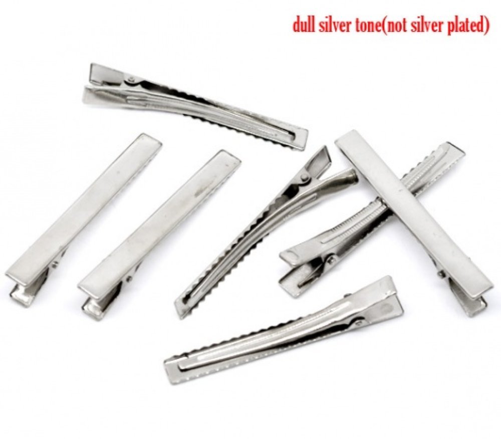 5 krokodilklämmor - Silver 75 mm x 9 mm