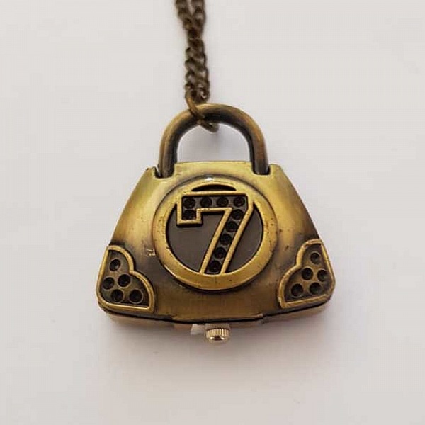 Antik brons Gusset Bag Watch med kedja