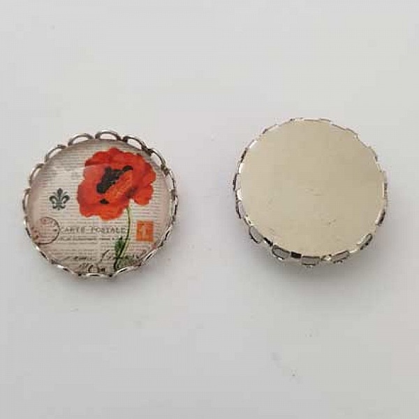 Pendentif Cabochon 20 mm Fantaisie N&deg;02-05 Fleur