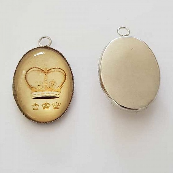 Pendentif Cabochon Ovale 25 x 18 mm en Verre Fantaisie N&deg;06-01