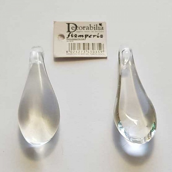 Pendentif N&deg;006 Goutte En Verre Transparent Stamperia