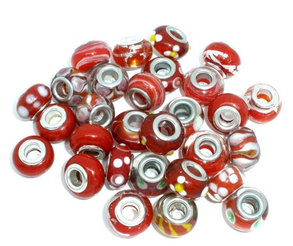 Pearl N°0000 Lot av 100 mix Röd