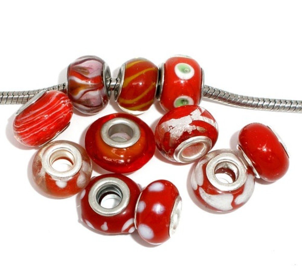Pearl N°0000 Lot av 100 mix Röd