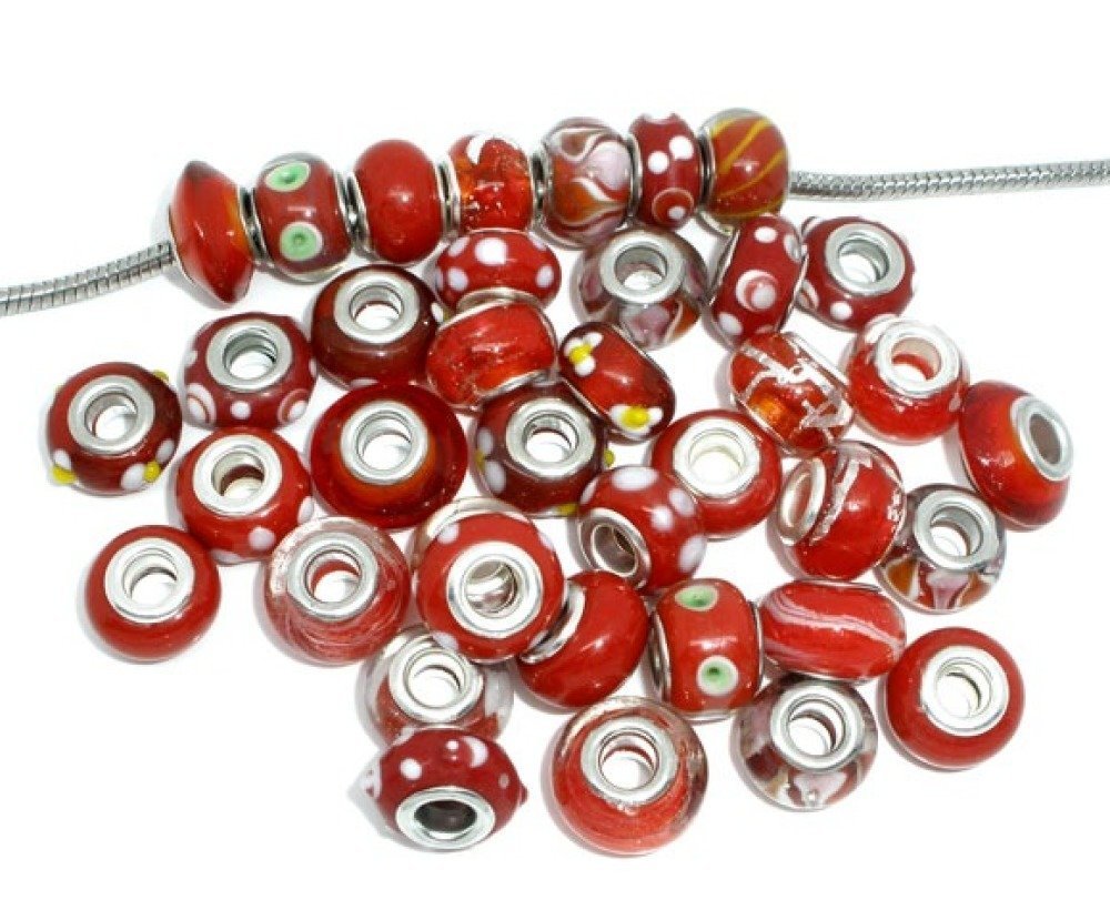 Pearl N°0000 Lot av 100 mix Röd