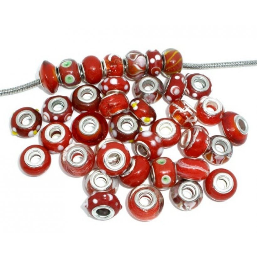 Pearl N°0000 Lot av 100 mix Röd