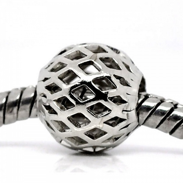 Perle N&deg;0175 compatible Europ&eacute;en Argent Vieilli