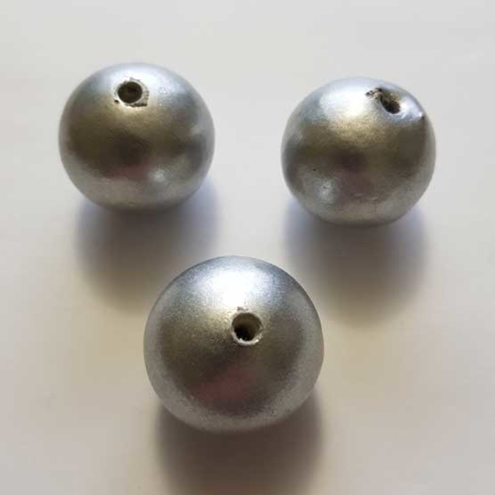 Rund pärla Papier Maché GT 30mm Silver