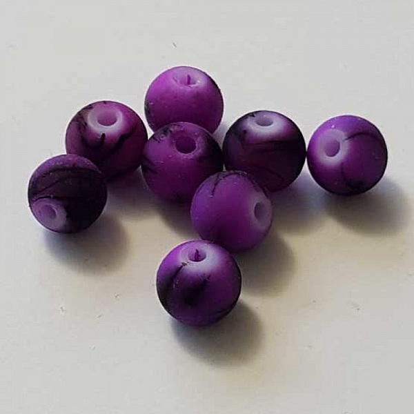 Perle Ronde effet gomme tachet&eacute; 10 mm Violet 01