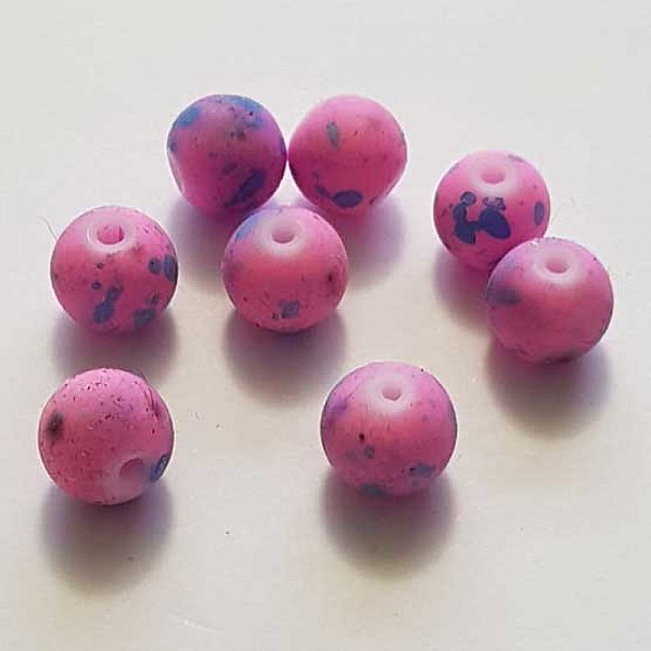 Perle Ronde effet gomme tachet&eacute; 10 mm Rose 01