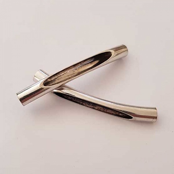 Perle Tube Courb&eacute; N&deg;10 Argent Vieilli 50 mm