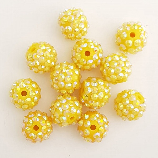 Akryl och strass p&auml;rla 14 mm shamballa stil N&deg;01