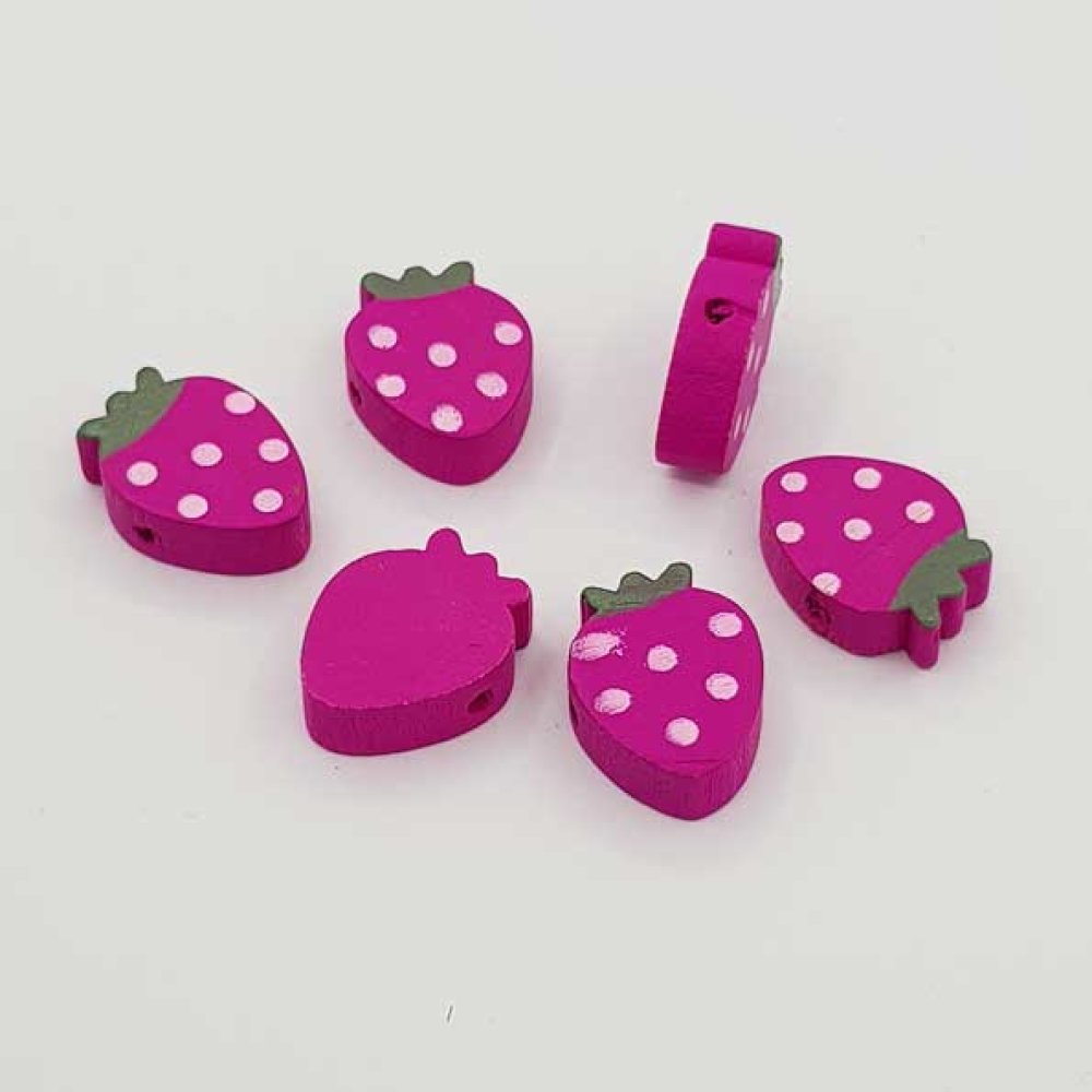 Träpärla jordgubbsform lila N°01-04