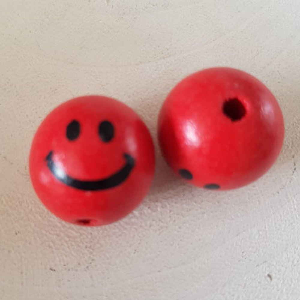 Träpärlhuvud karaktär N°03 Röd