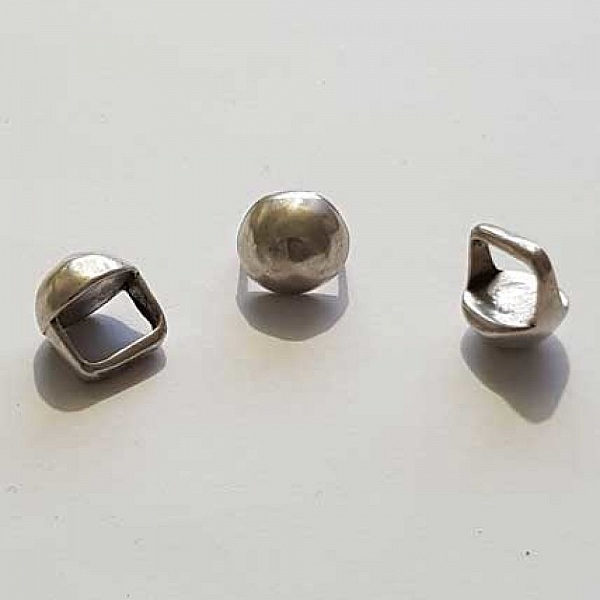 Perle passant demi boule pour cuir &eacute;pais r&eacute;galiz 10 mm Argent N&deg;02