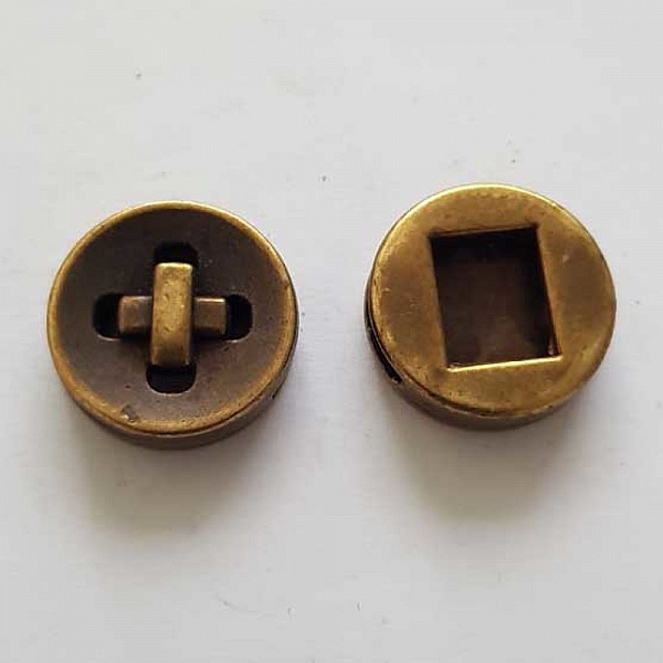 Perle passant pour cuir 10 mm Bronze N&deg;14