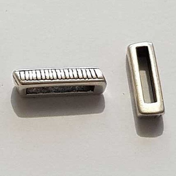 Perle passant rectangle pour cuir 13 mm Argent N&deg;10