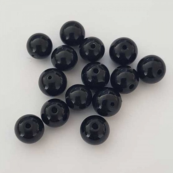 Perle ronde c&eacute;ramique noir 10 mm N&deg;003