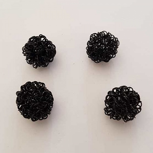 Perle ronde fil de fer m&eacute;tal fantaisie 16 mm Noir