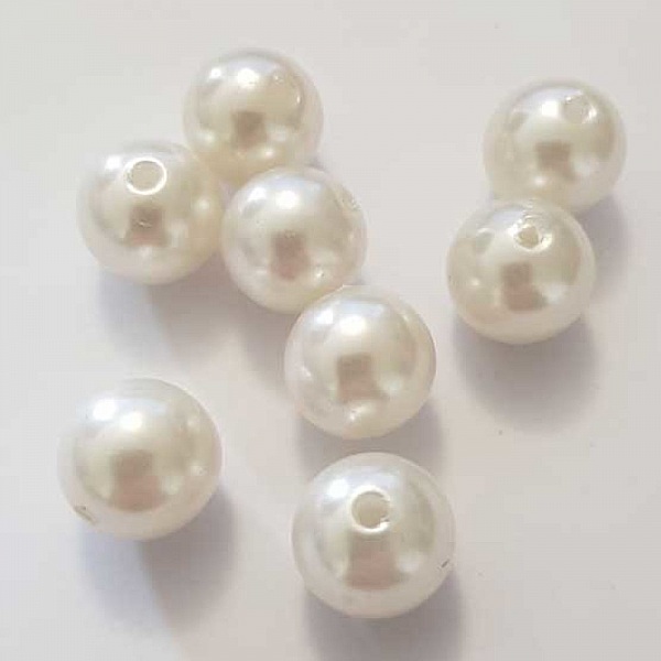 Perle ronde plastique effet nacr&eacute; blanc 16 mm N&deg;01