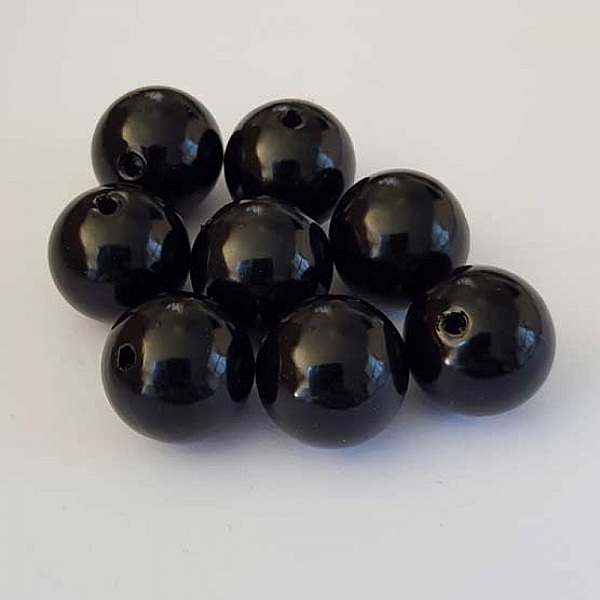 Perle ronde plastique brillante noir 16 mm N&deg;002