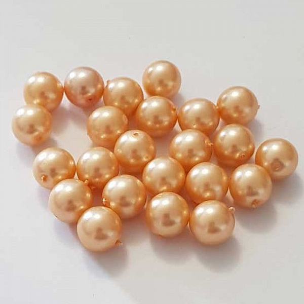 Perle ronde verre effet nacr&eacute; saumon 10 mm N&deg;01