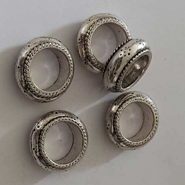 Perle rondelle plate anneau intercalaire en m&eacute;tal argent&eacute; 019 Argent