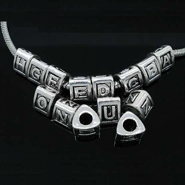 Perle triangle charms alphabet N&deg;02 lettre X m&eacute;tal argent&eacute; 8x9 mm