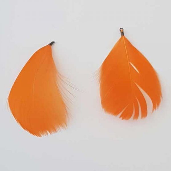 Plume 7 cm N&deg;01 Orange Avec Embout Bronze
