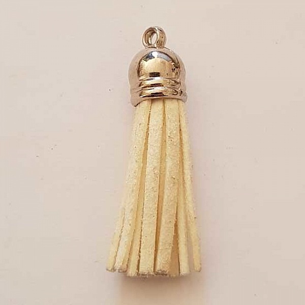 Pompon su&eacute;dine uni 43 mm N&deg;09 Ecru