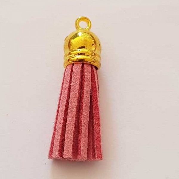 Pompon su&eacute;dine uni 38 mm N&deg;08 Rose