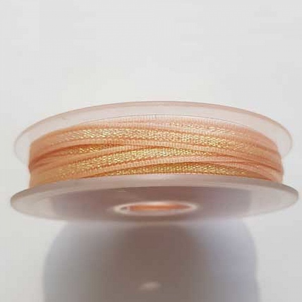 Ruban 06 mm Saumon Paillet&eacute; Or