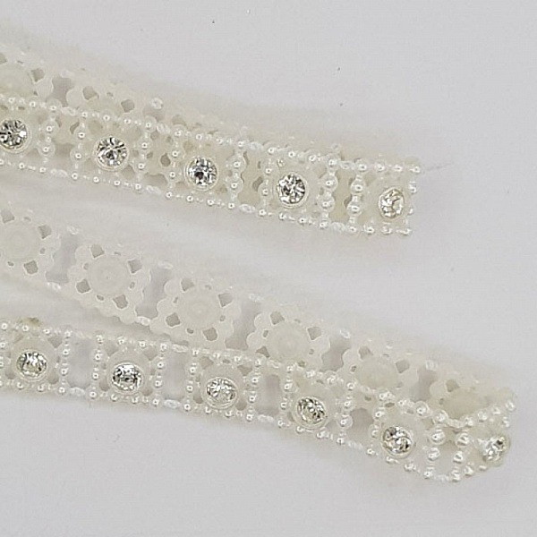 Ruban Blanc Strass Blanc Fantaisie x 49 cm