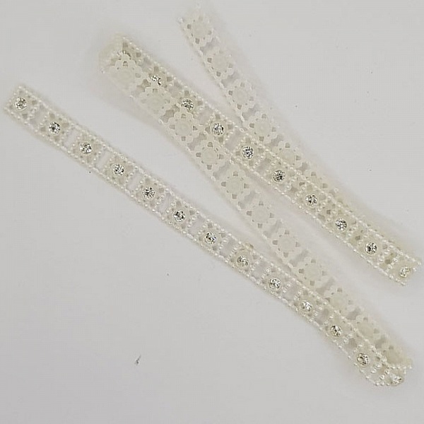 Ruban Blanc Strass Blanc Fantaisie x 49 cm