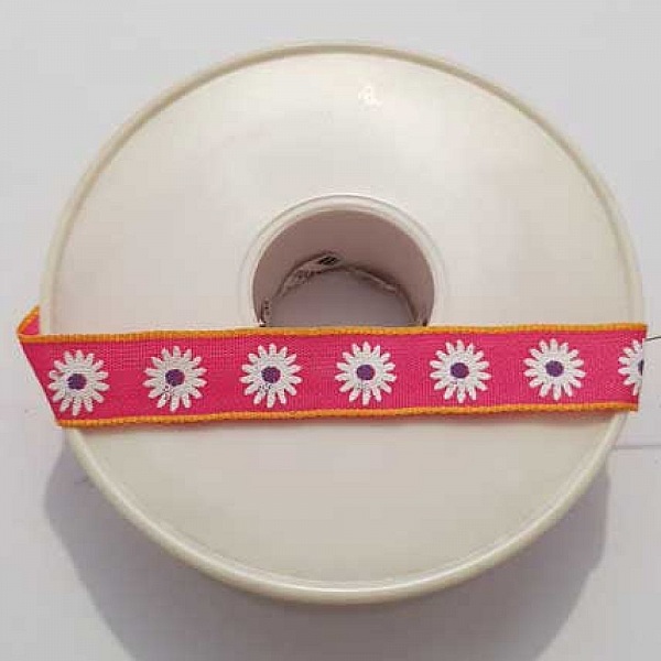 Ruban Galon 12 mm motif fleur N&deg;01
