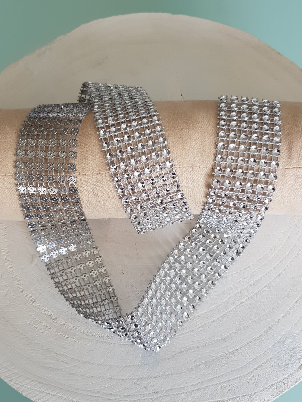 Silver Strass-band per 0,50 cm.