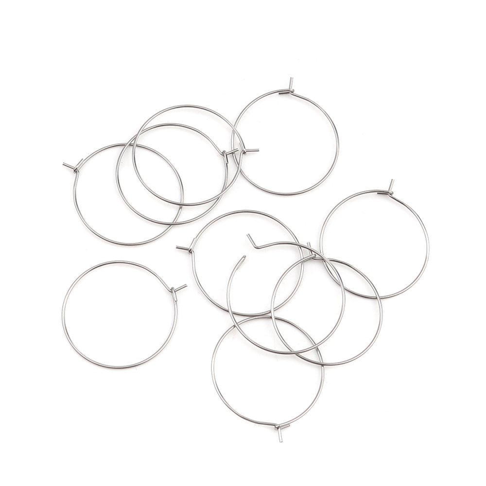 Creole örhängehållare rostfritt stål silver N°03-25 mm x 5 par