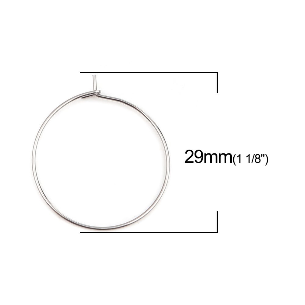 Creole örhängehållare rostfritt stål silver N°03-25 mm x 5 par