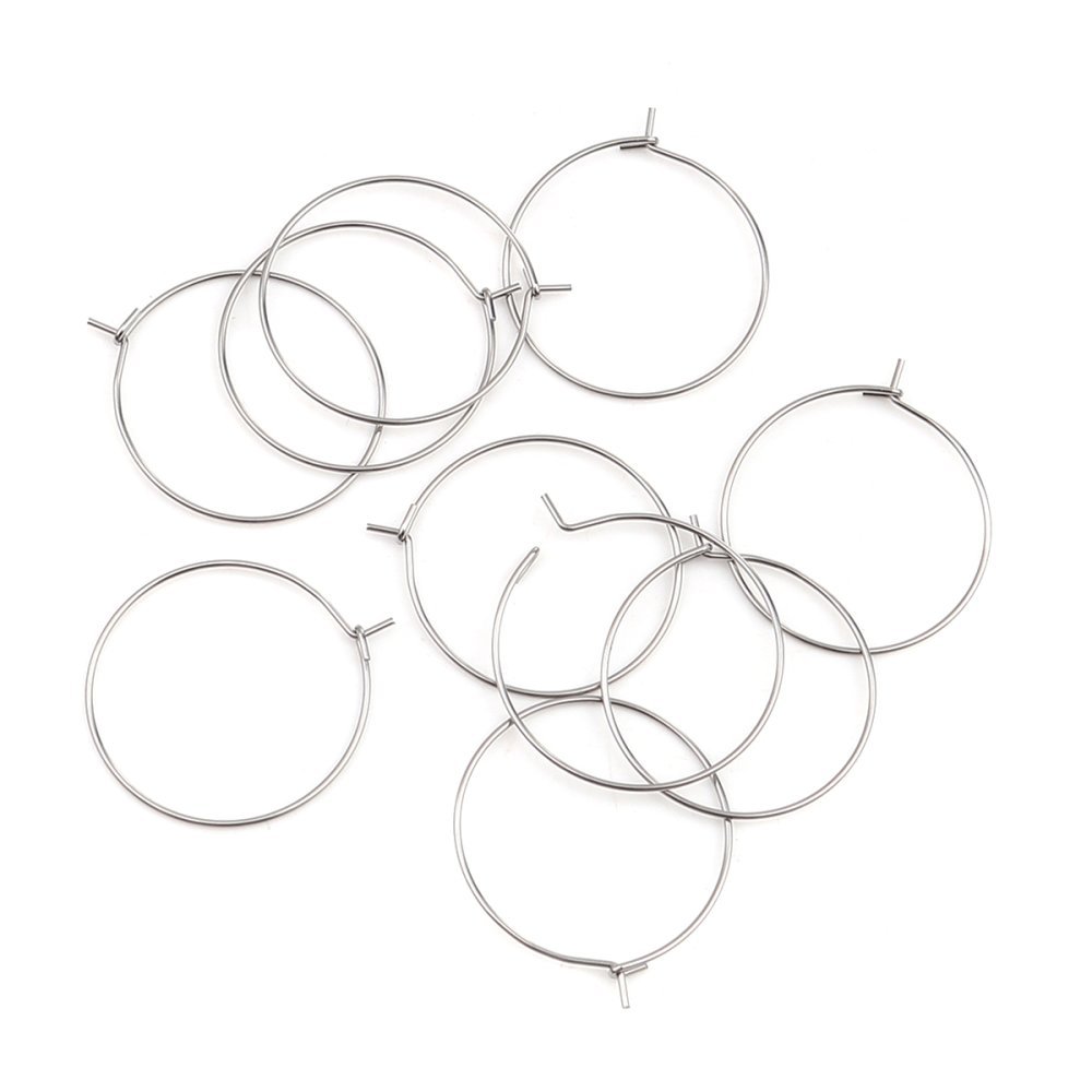 Creole örhängehållare rostfritt stål silver N°03-35 mm x 5 par