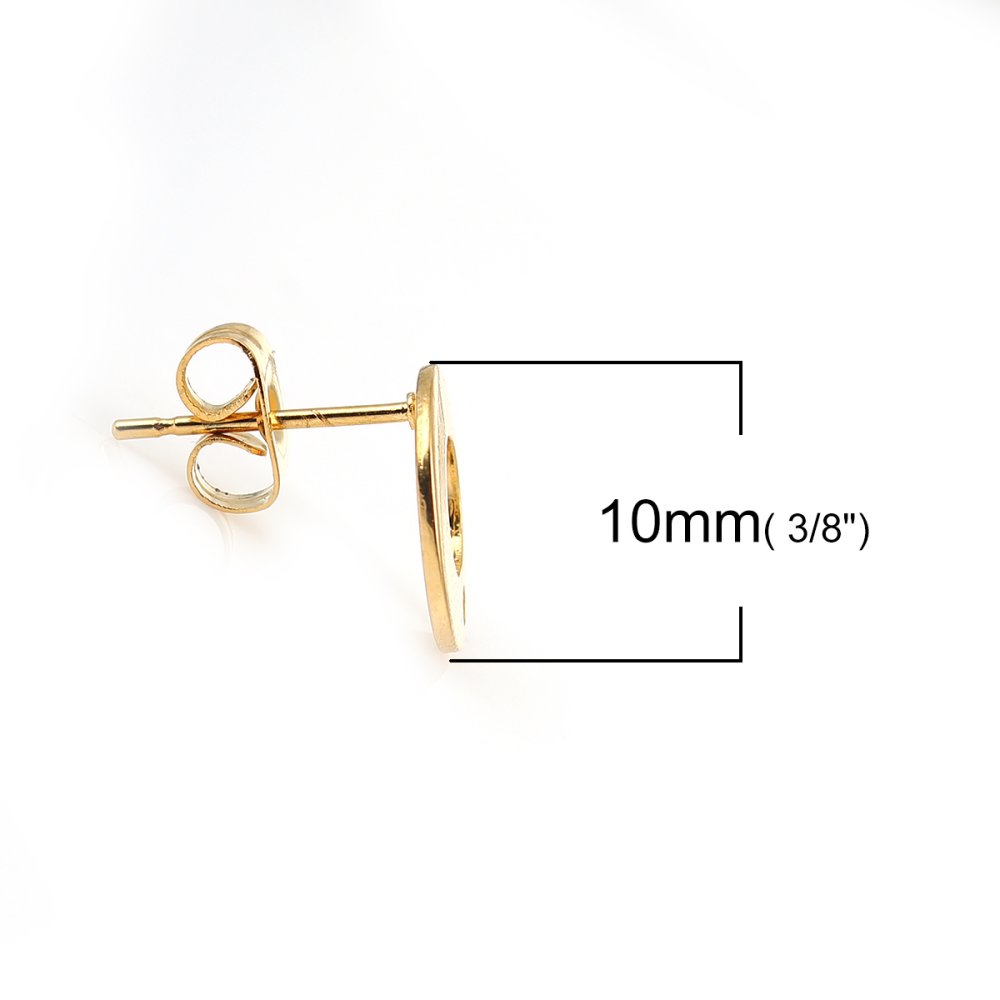 Örhängehållare 10 mm rund rostfritt stål chip N°04 Guld