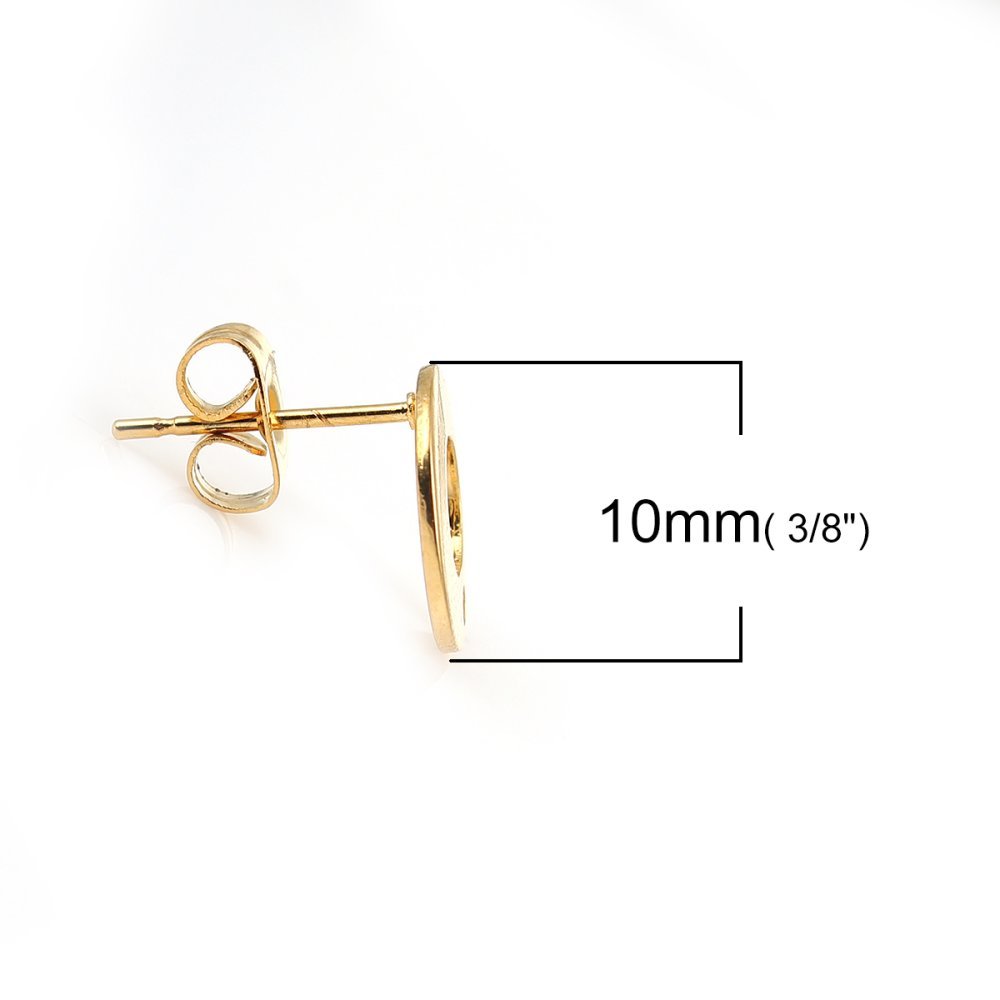 Örhängehållare 10 mm rund rostfritt stål chip N°04 Guld