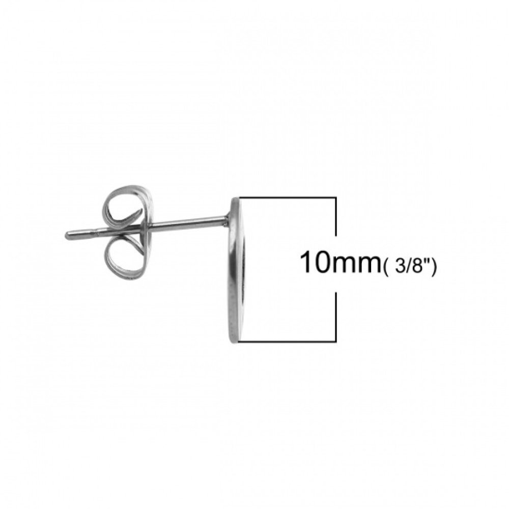 Örhängehållare 10 mm rostfritt stål runt chip N°04 Silver