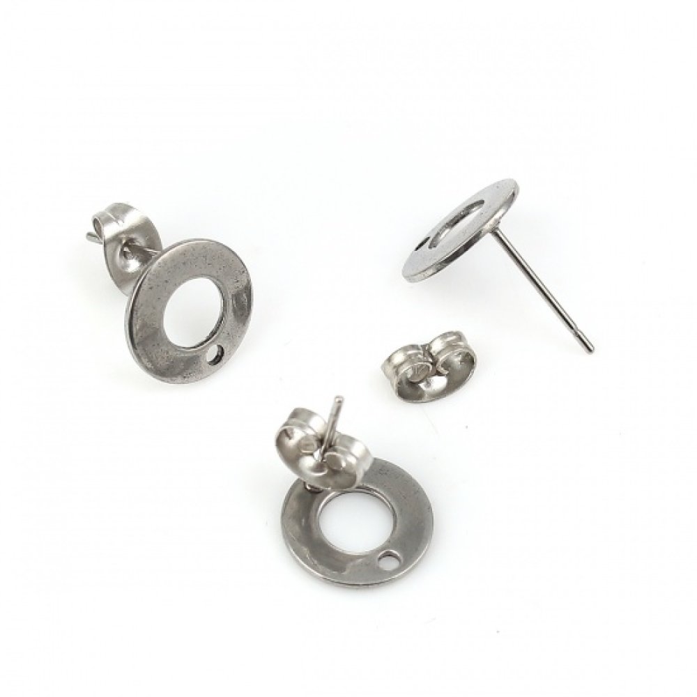 Örhängehållare 10 mm rostfritt stål runt chip N°04 Silver