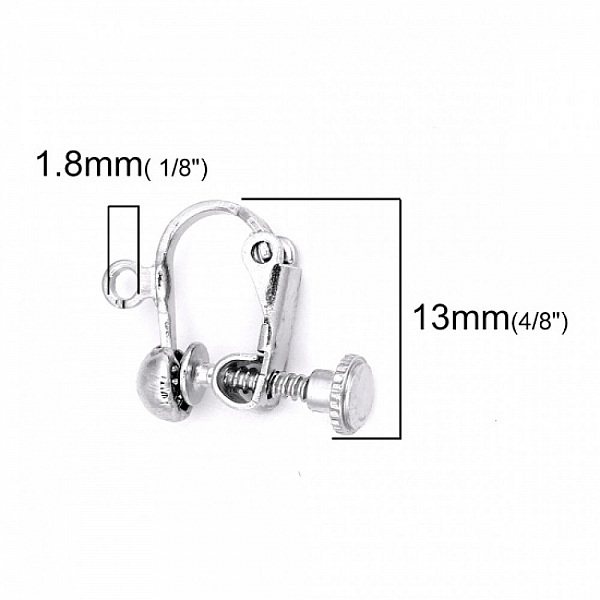 Support Boucle d'oreille Clip r&eacute;glable &agrave; vis argent Vieilli 13 x 18 mm x 1 paire
