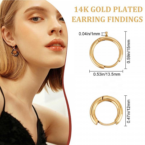 Support Boucle d'oreille Cr&eacute;ole Plaqu&eacute; Or 14K Dor&eacute; 12 mm