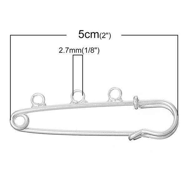 Broschhållare Silver 3 ringar 50x15 mm N°002-par1 