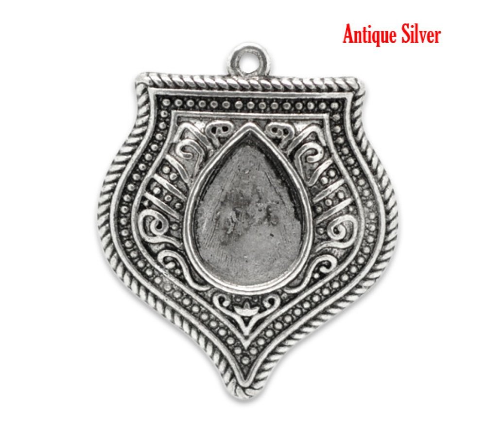 Cabochon dropphållare N°01 åldrat silver