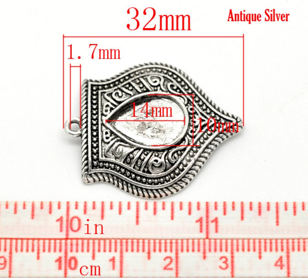 Cabochon dropphållare N°01 åldrat silver