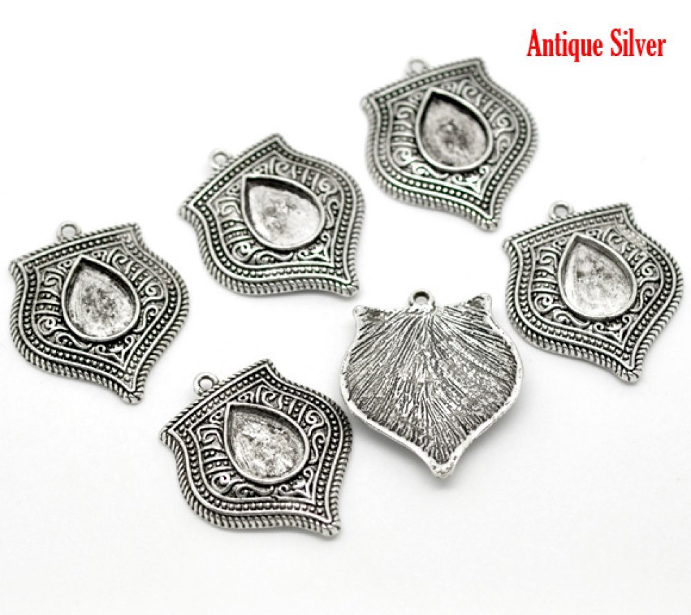 Cabochon dropphållare N°01 åldrat silver