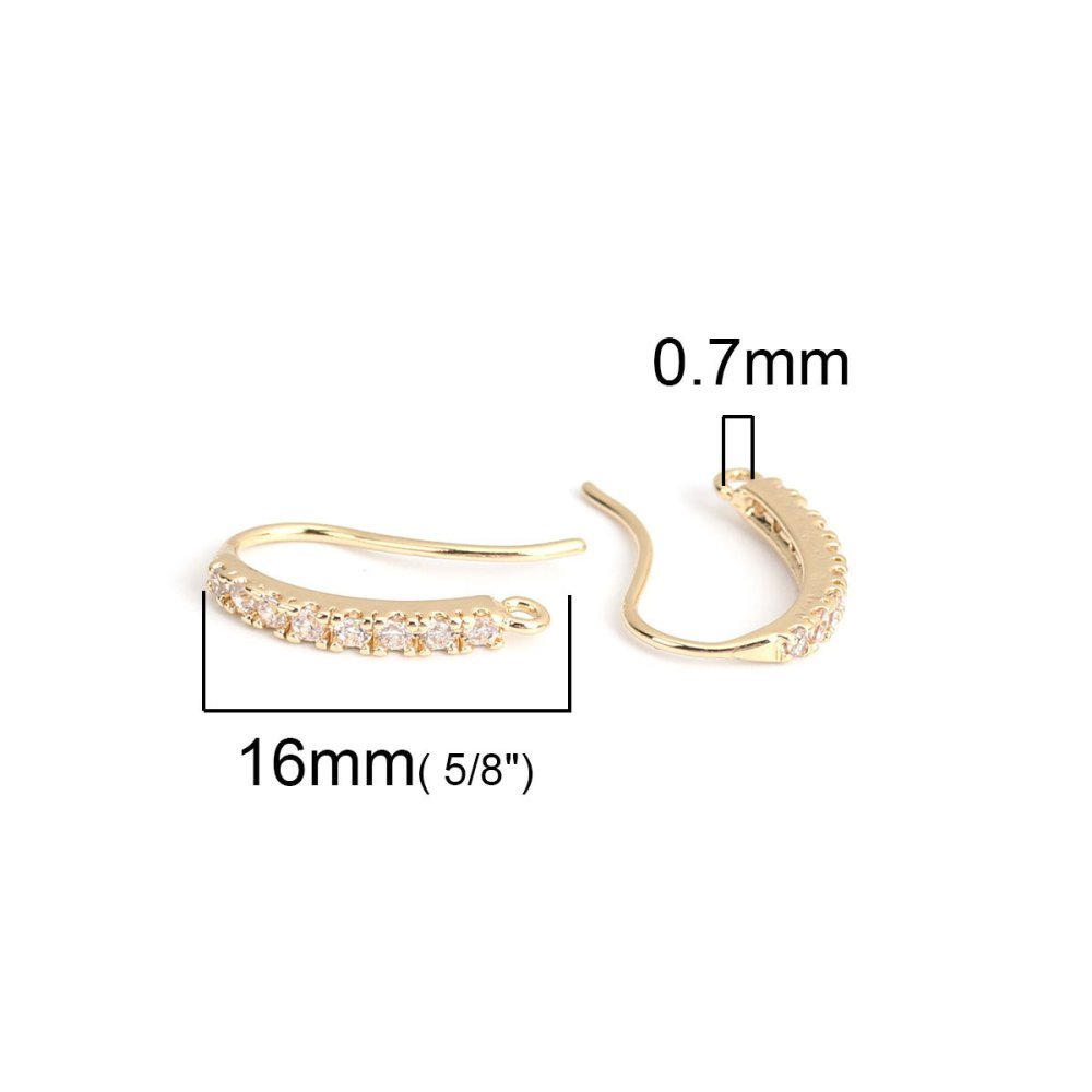Örhängehållare N°31 18K Guldpläterad krok och Transparent Strass