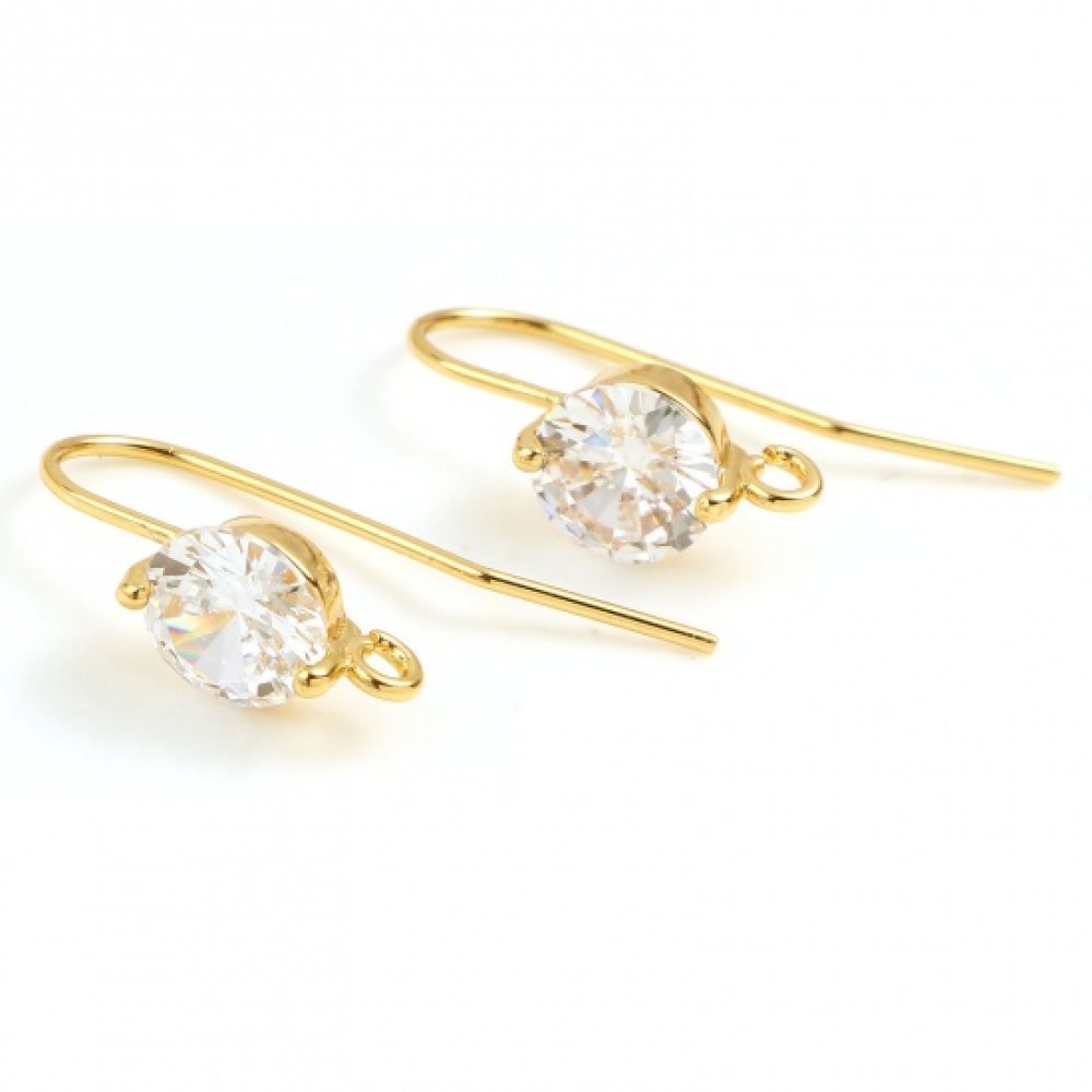 Örhängehållare N°34 18K guldpläterad krok och transparent Strass